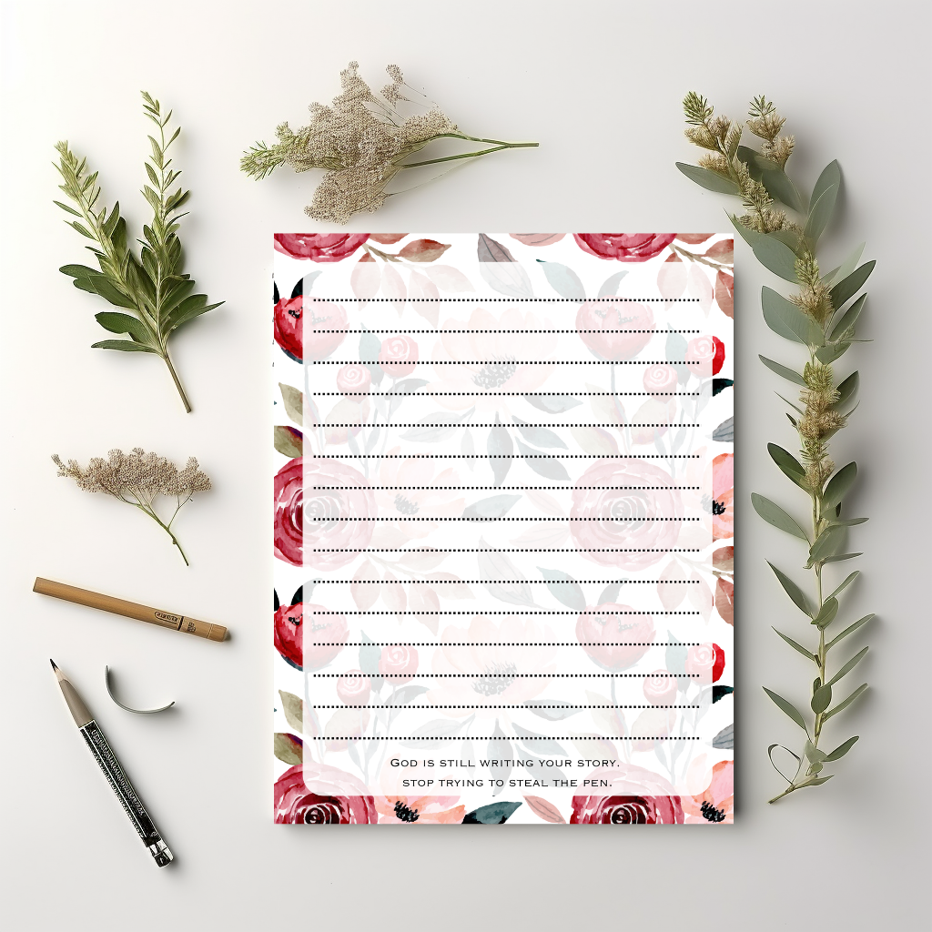 Rose Floral Lined notepad 8.5" x 11"
