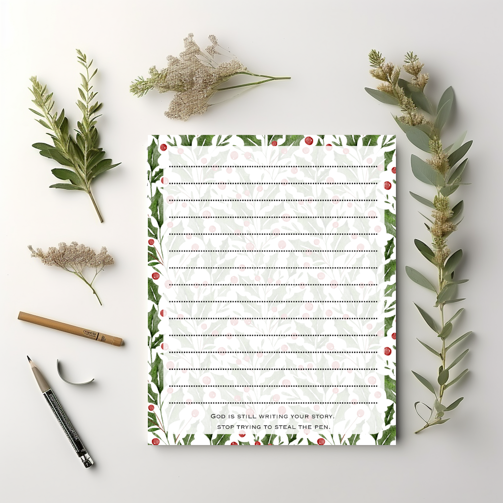 Christmas Holly Lined notepad 8.5" x 11"