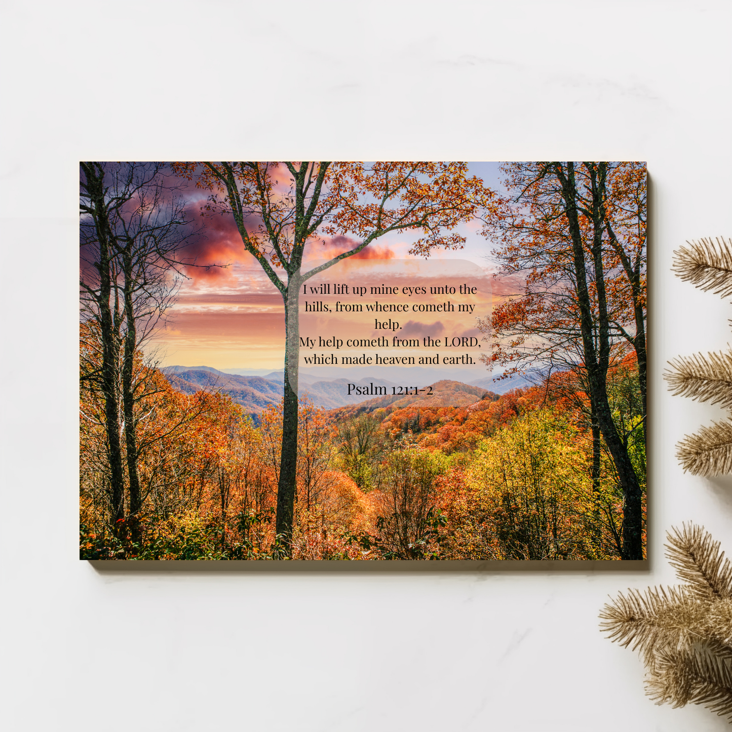 8" x 10" Psalm 121:1-2 Bible Verse Smoky Mountains Chromaluxe Metal Print — Premium Photo & Artwork Print | Includes Hanger
