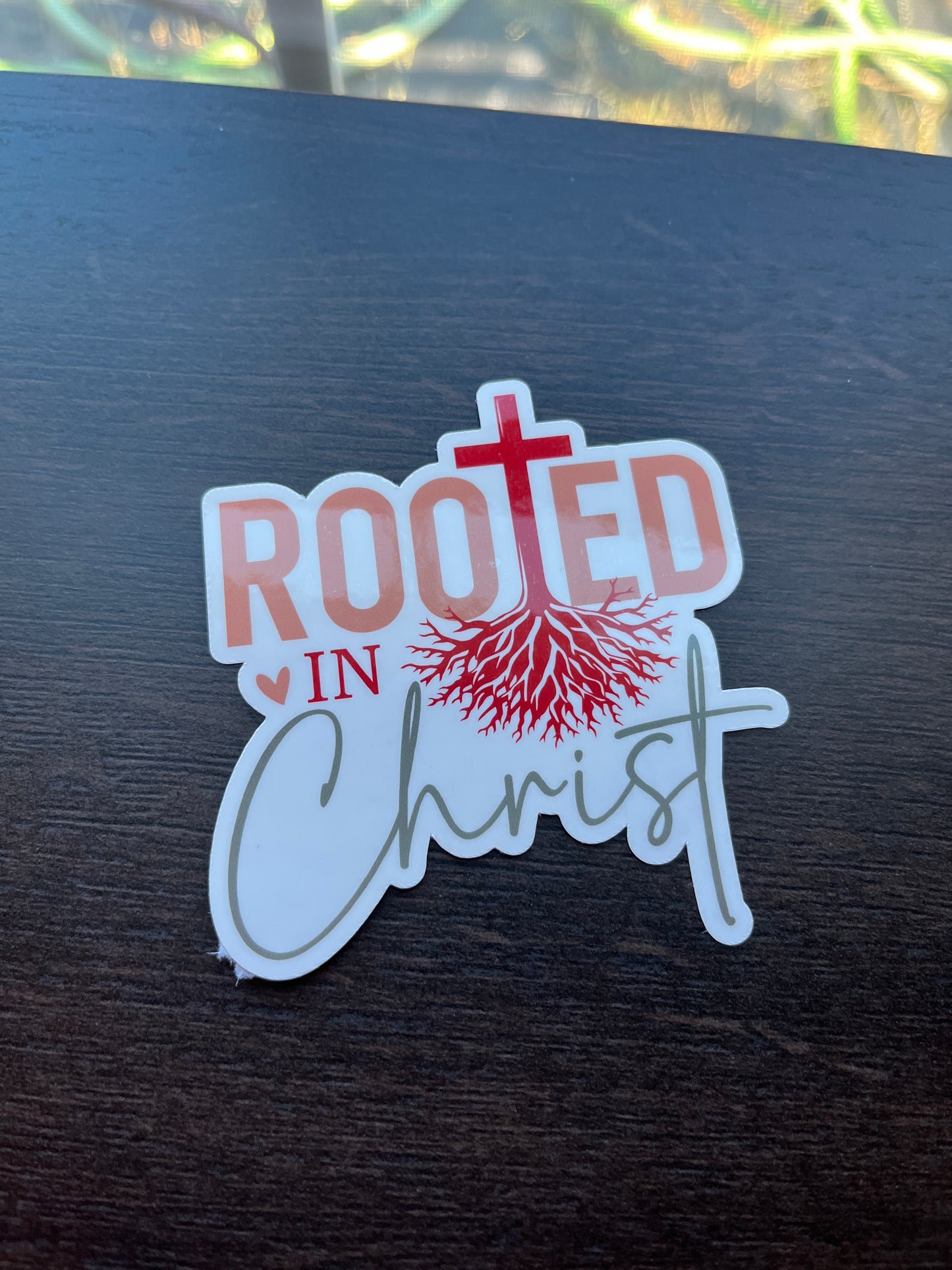 Rooted in Christ Vinyl Sticker, 3"x4"