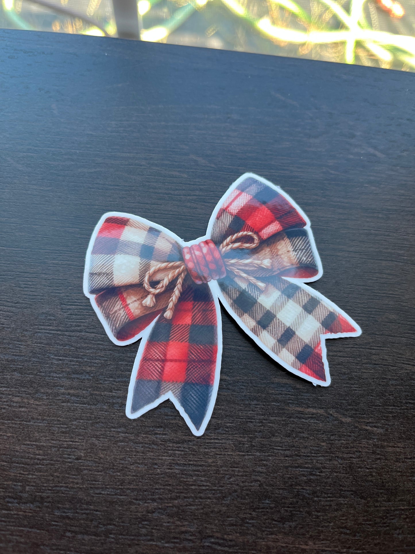 Farmhouse Christmas Bow Vinyl Sticker, 3"x4"