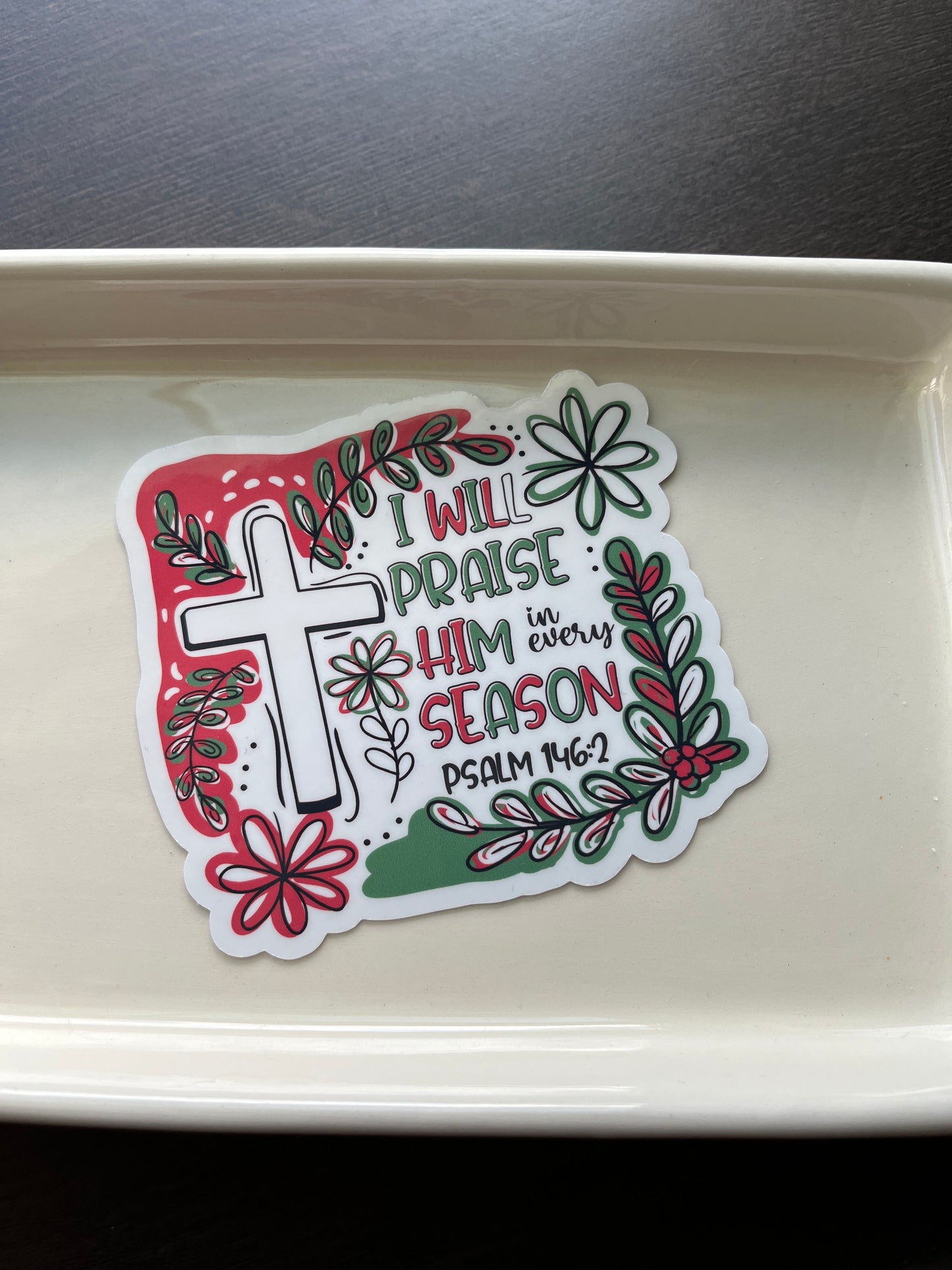 I Will Praise Him in the Storm Psalm 146:2 Vinyl Sticker Set, 3"x4"