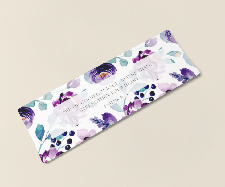 Purple Floral Laminated Bible Verse Bookmark