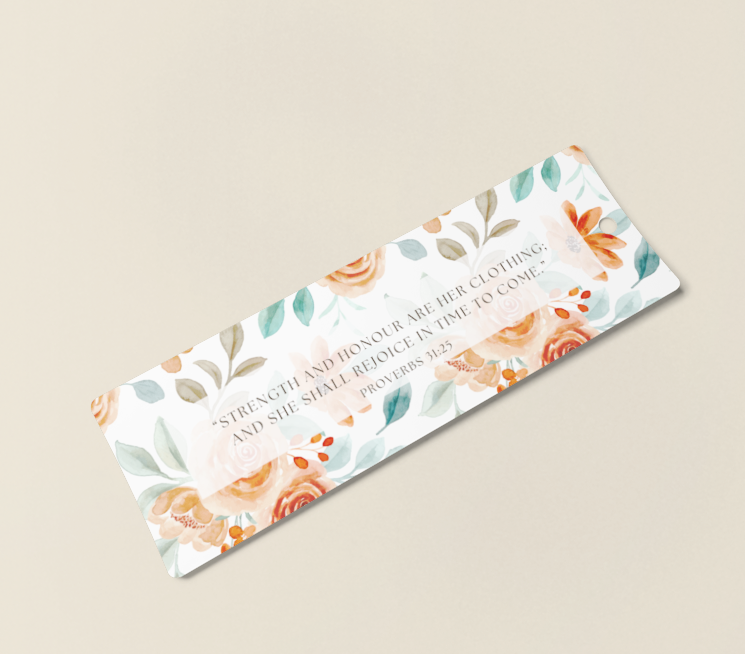 Coral Rose Laminated Bible Verse Bookmark