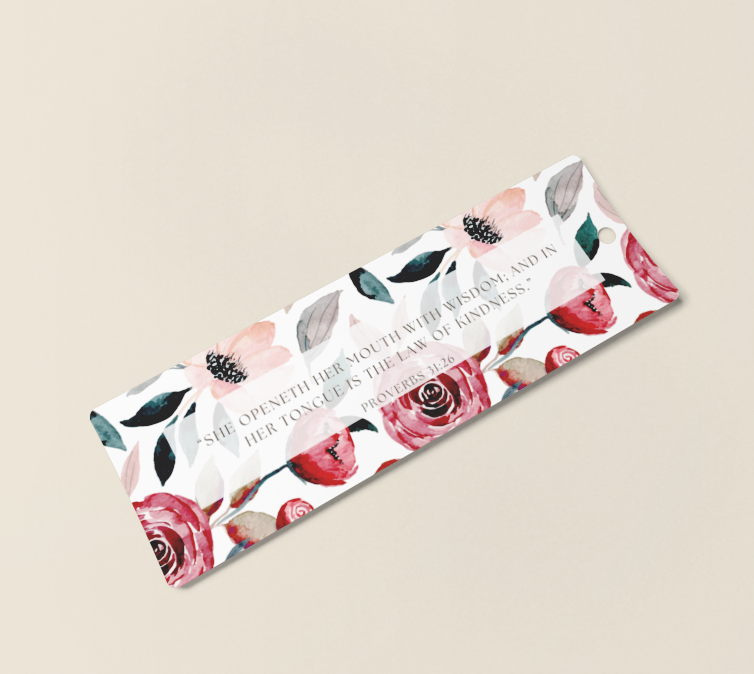 Rose Floral Laminated Bible Verse Bookmark