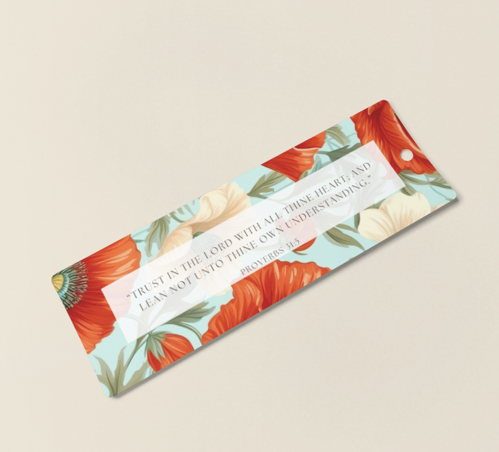 Red Floral Laminated Bible Verse Bookmark