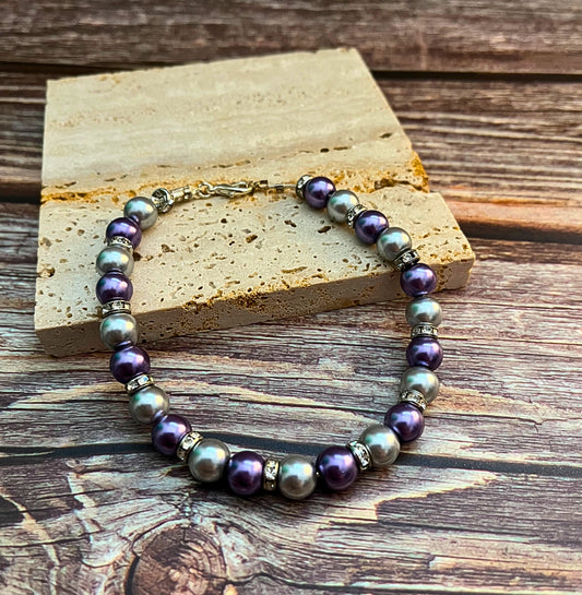 Purple & Silver Rhinestone Bracelet