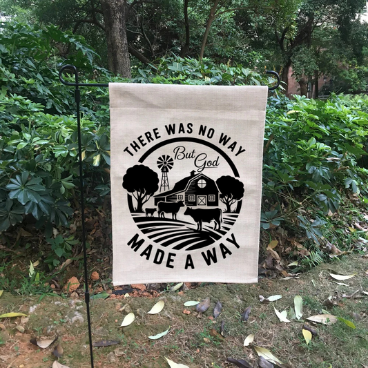 “There Was No Way, But God Made a Way” Burlap Garden Flag | 12” x 18” Christian Farmhouse Outdoor Decor