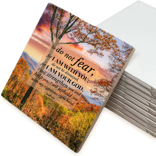 6x6 Ceramic Photo Tile – “Do Not Fear, For I Am With You” | Isaiah 41:10 Scripture Art (Stand Not Included)