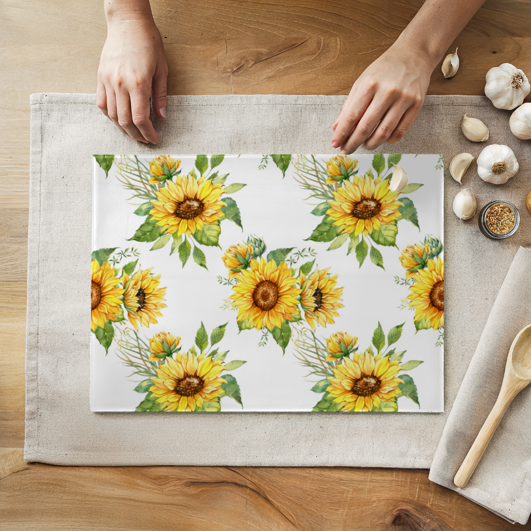 Sunflower Glass Cutting Board 8" x 11"