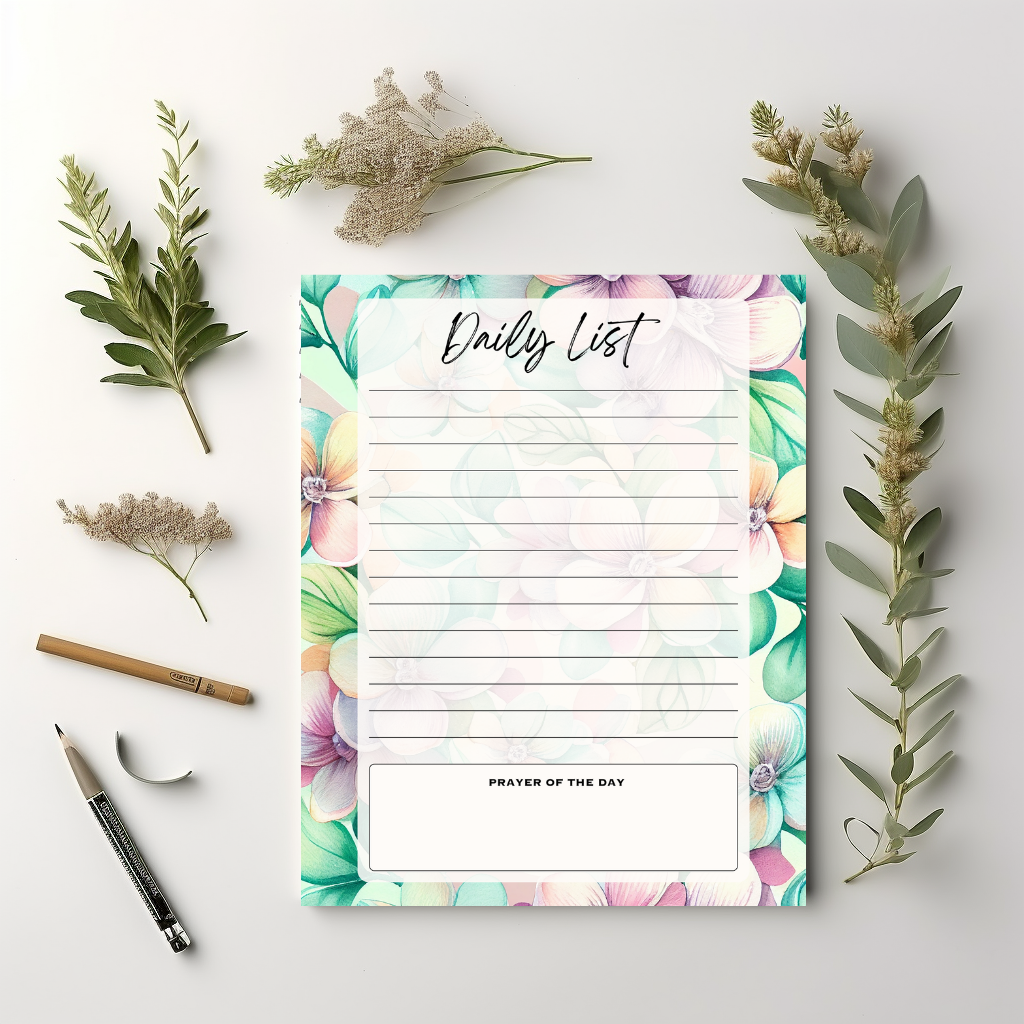 Pastel Florals Daily List Notepad 8.5" x 11"