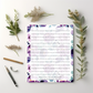 Purple Florals Lined notepad 8.5" x 11"