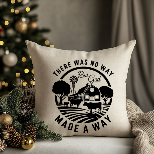 18" × 18" But God Made a Way Linen Pillow Cover | Faith + Farmhouse Decorative Throw Pillow | Cover Only