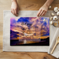“God Says You Are” Glass Cutting Board | 8” x 11” Tempered Glass | Nirai Beach, Okinawa Sunset Design