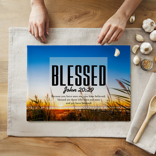 “Blessed” Scripture Glass Cutting Board | 8” x 11” Tempered Glass | Topsail Beach, North Carolina Coastal Design