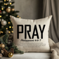 18" × 18" Pray Philippians 4:6-7 Bible Verse Linen Pillow Cover | Faith + Farmhouse Decorative Throw Pillow | Cover Only