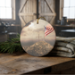 God & Country Ceramic 3" ornament with Ribbon