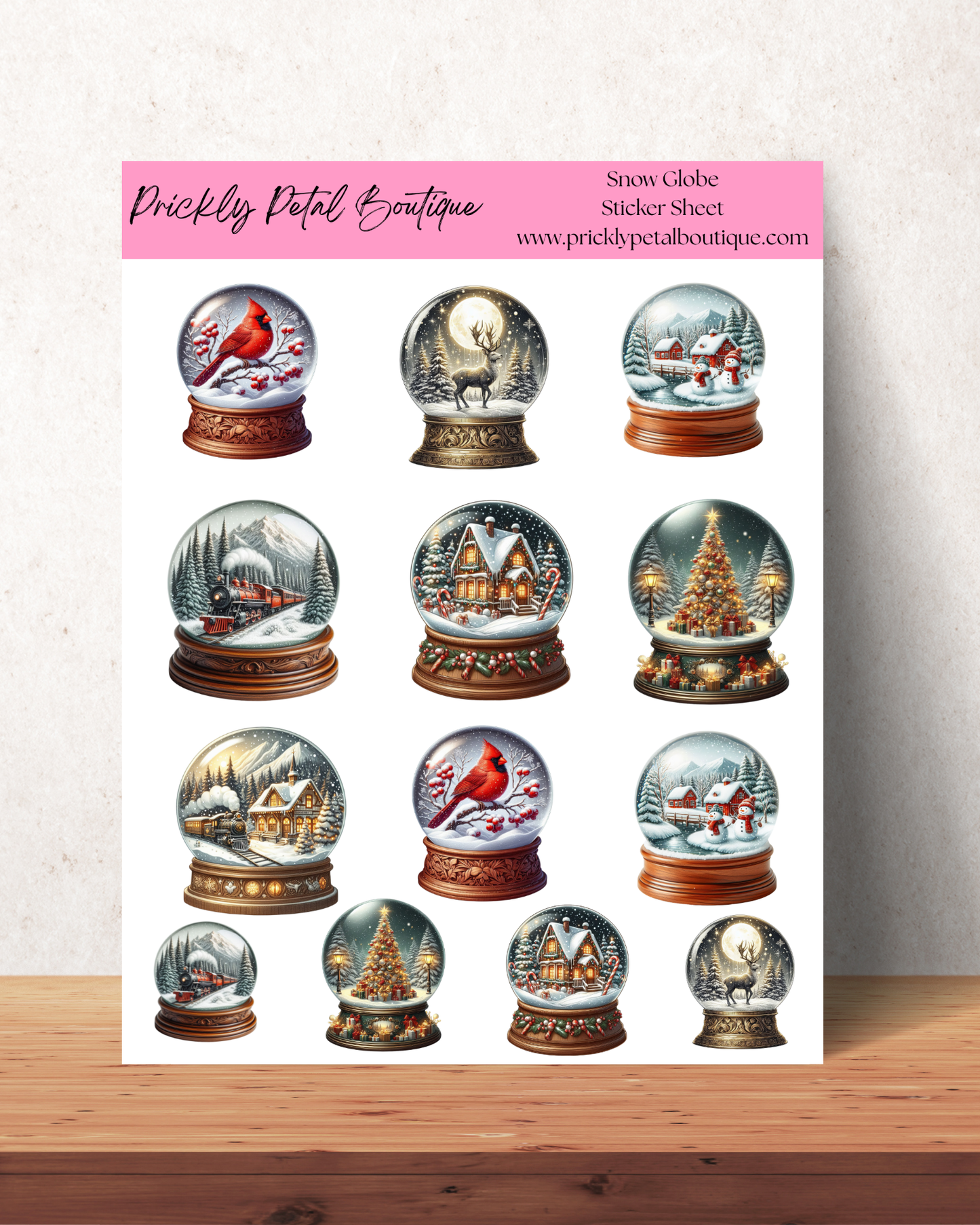 Christmas Snow Globe  Sticker Sheet 8"x10"