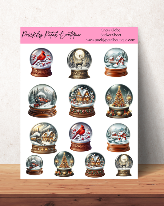 Christmas Snow Globe  Sticker Sheet 8"x10"