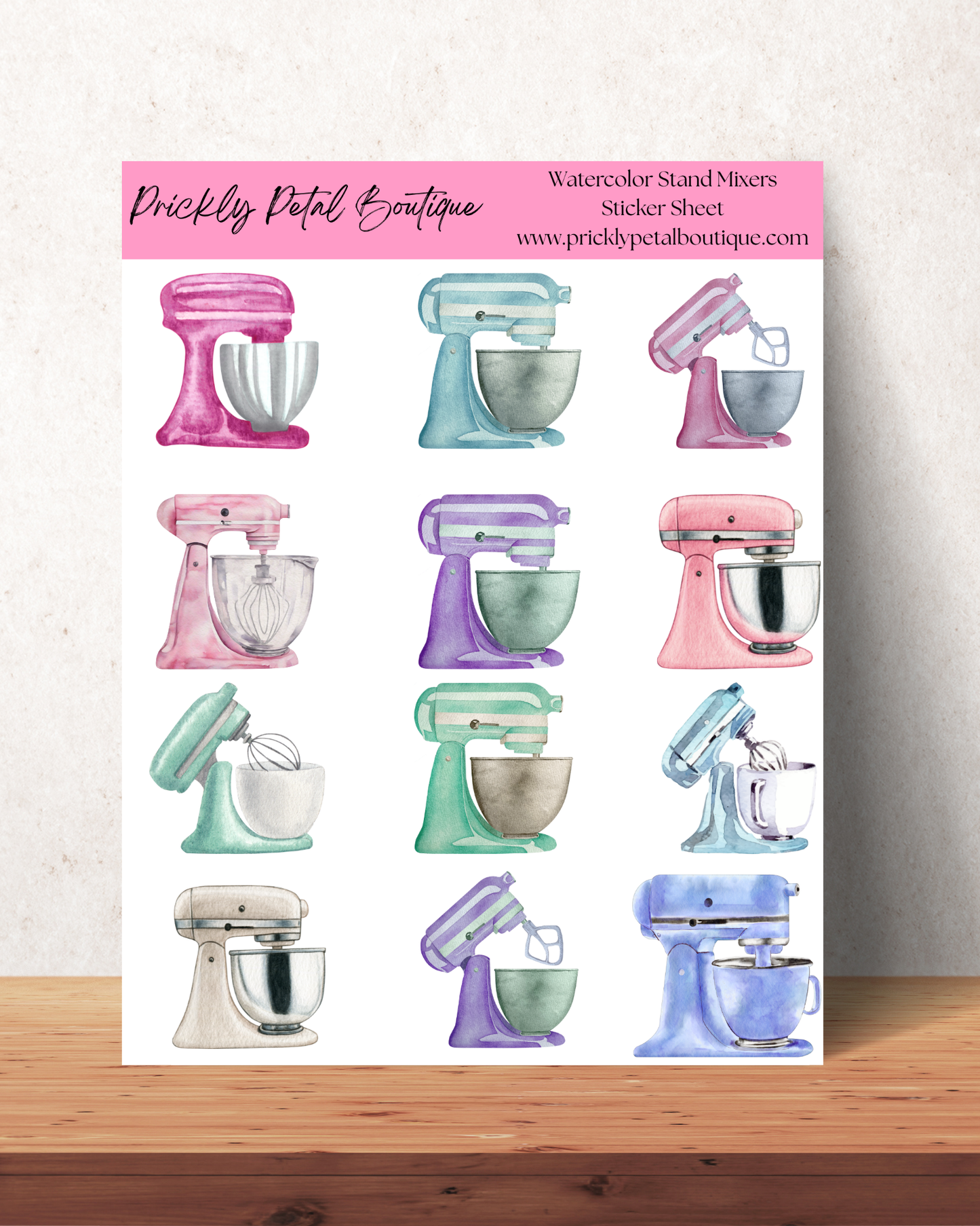 Watercolor Stand Mixers Sticker Sheet 8" x 10"
