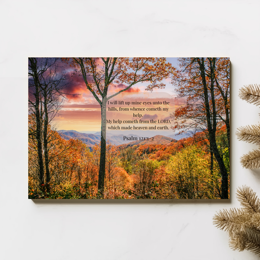8" x 10" Psalm 121:1-2 Bible Verse Smoky Mountains Chromaluxe Metal Print — Premium Photo & Artwork Print | Includes Hanger