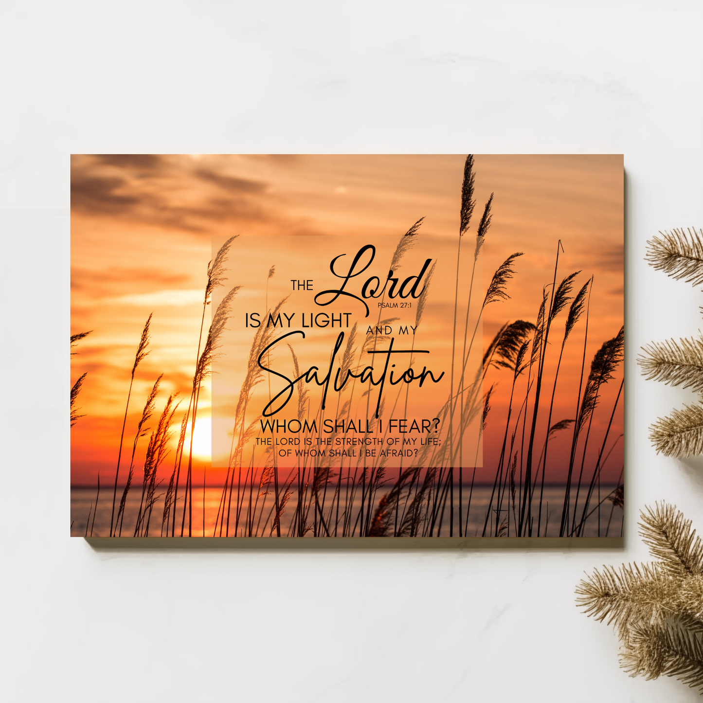 8x10 Chromaluxe Bible Verse Metal Print with Aluminum Shadow Mount – “The Lord Is My Light & My Salvation”