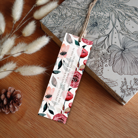 Rose Floral Laminated Bible Verse Bookmark