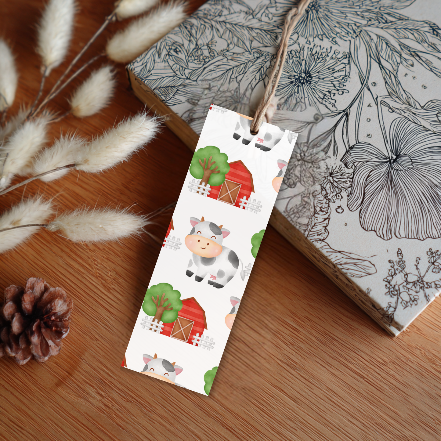 Watercolor Cow Farm Laminated Bookmark