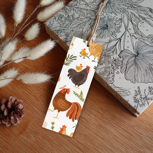 Watercolor Chickens Laminated Bookmark