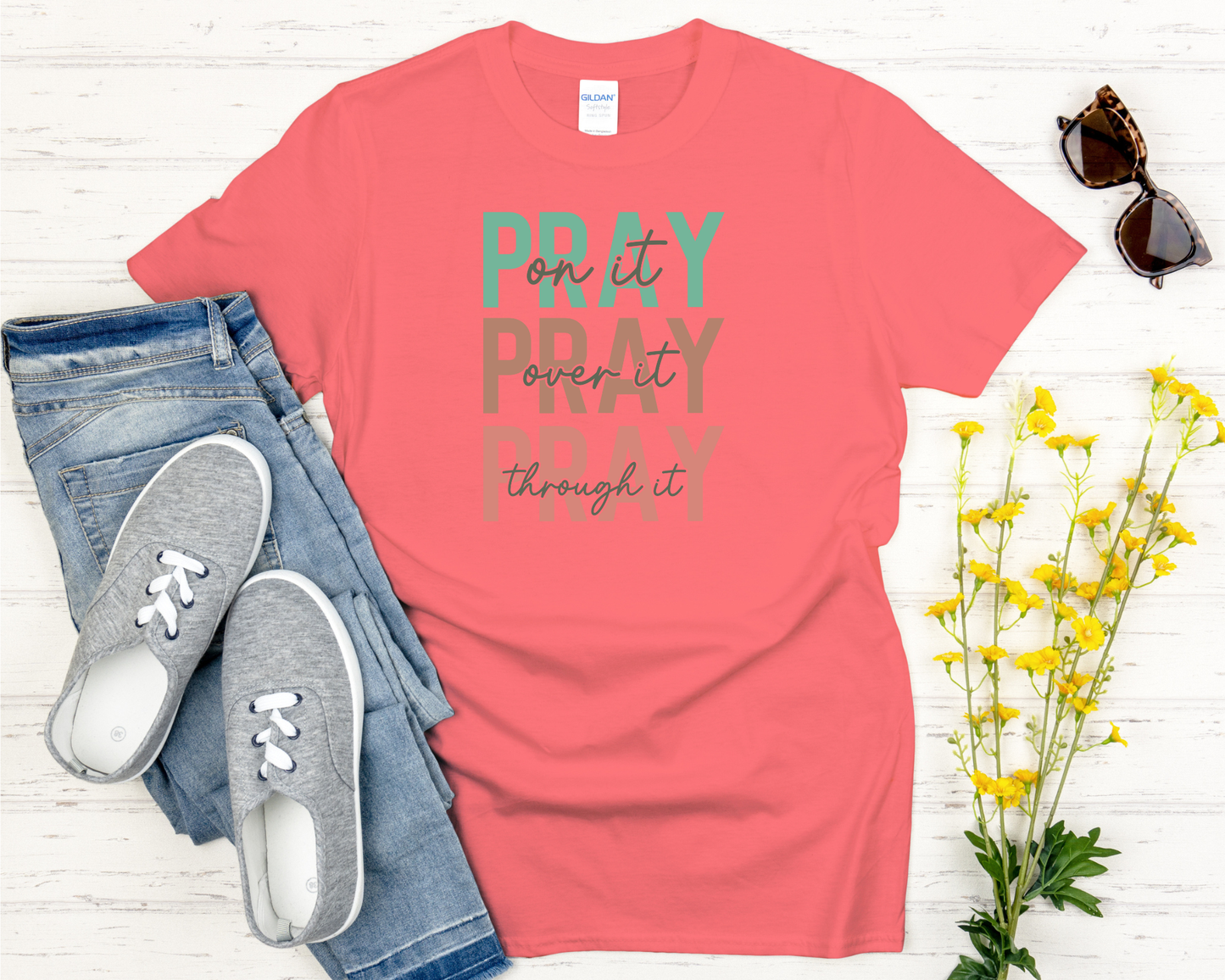 Pray on it, Pray over it, Pray through it Signature Softstyle Short-Sleeve T-Shirt