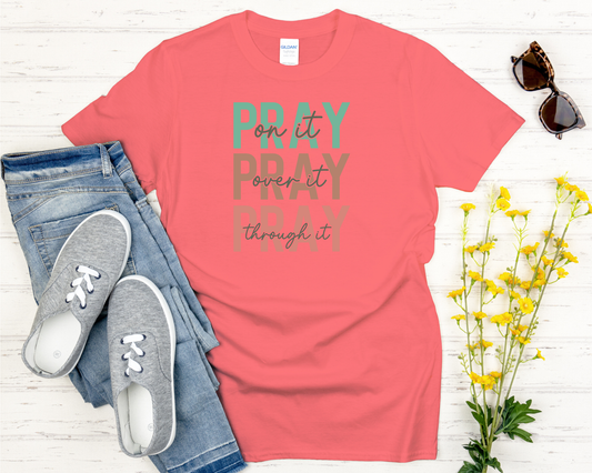 Pray on it, Pray over it, Pray through it Signature Softstyle Short-Sleeve T-Shirt