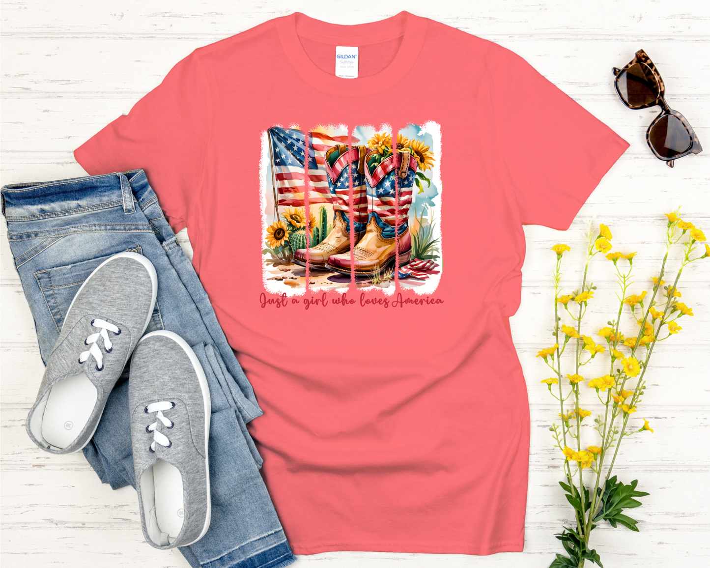Just a Girl Who Loves America Signature Softstyle Short-Sleeve T-Shirt