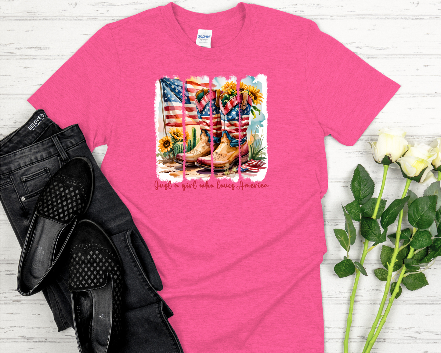 Just a Girl Who Loves America Signature Softstyle Short-Sleeve T-Shirt