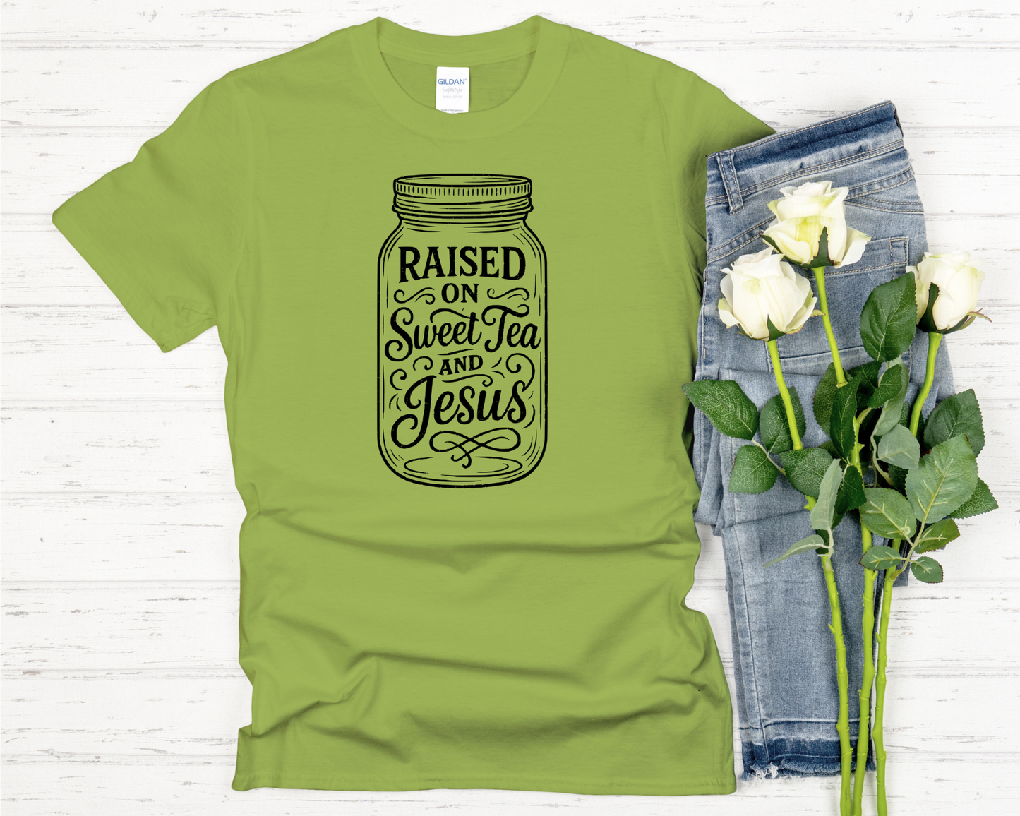 Raised on Sweet Tea and Jesus Signature Softstyle Short-Sleeve T-Shirt