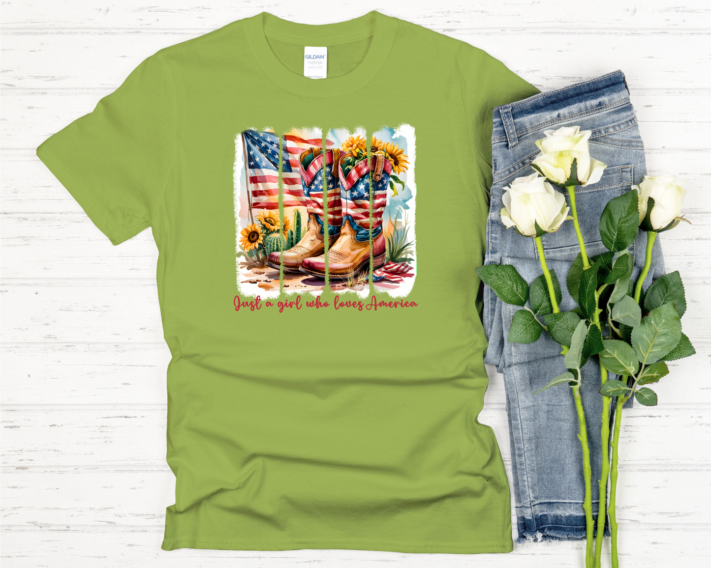 Just a Girl Who Loves America Signature Softstyle Short-Sleeve T-Shirt