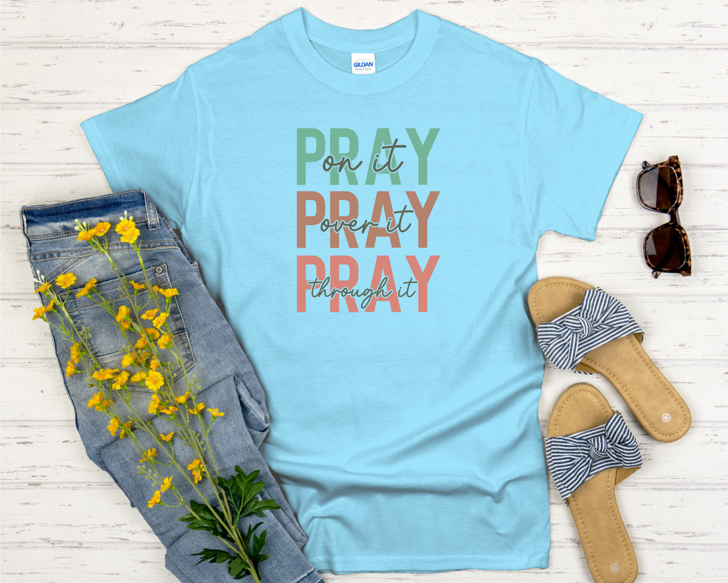 Pray on it, Pray over it, Pray through it Signature Softstyle Short-Sleeve T-Shirt