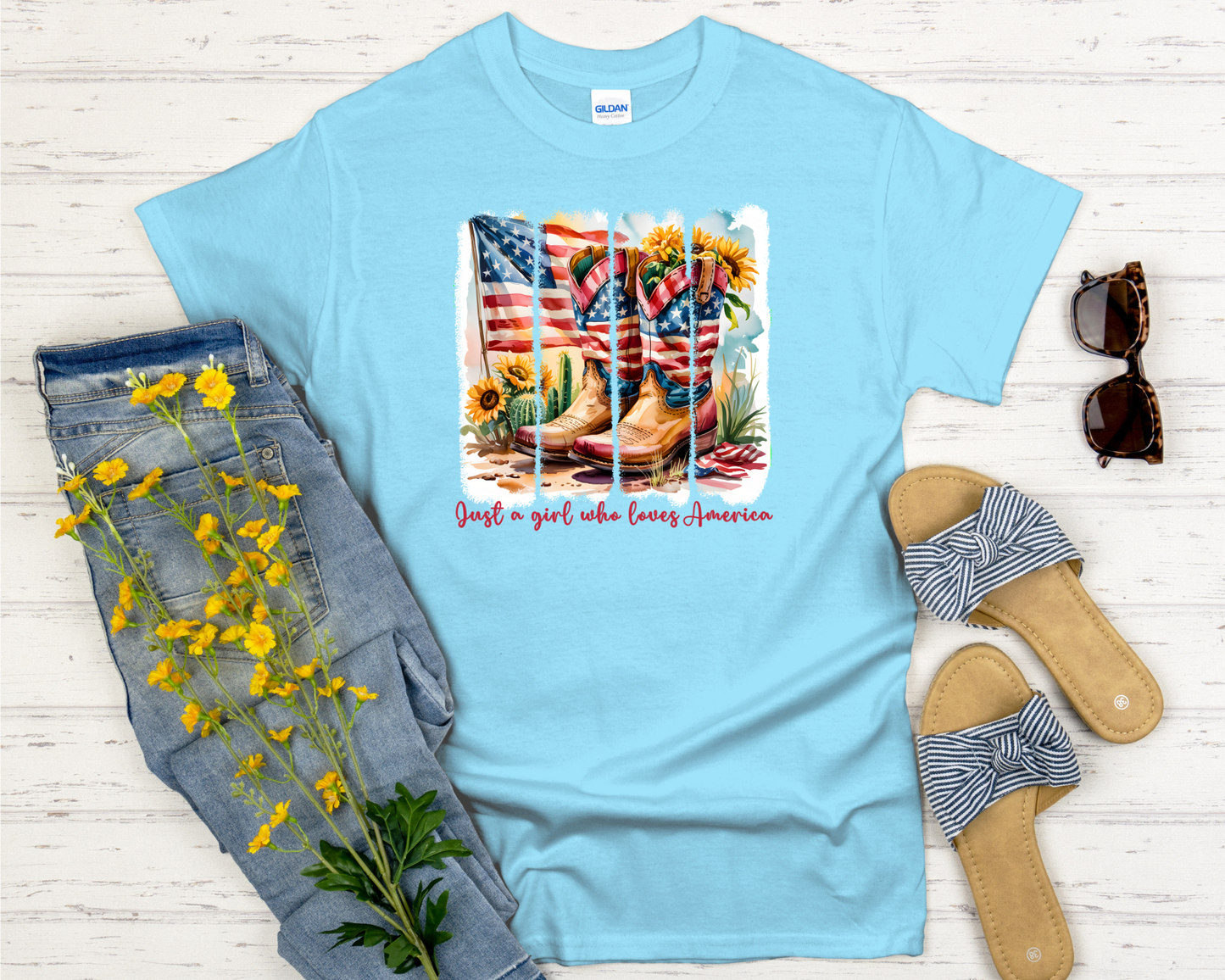 Just a Girl Who Loves America Signature Softstyle Short-Sleeve T-Shirt