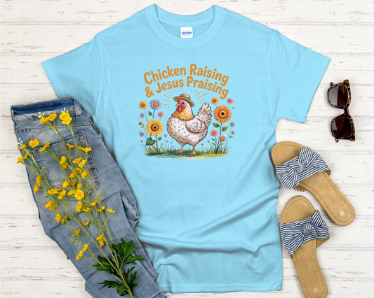 Chicken Raising, Jesus Praising Signature Softstyle Short-Sleeve T-Shirt