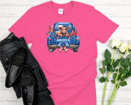 America Highland Cow Signature Softstyle Short-Sleeve T-Shirt