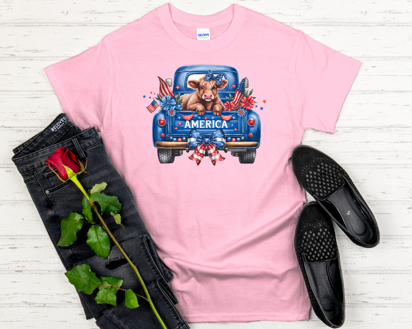 America Highland Cow Signature Softstyle Short-Sleeve T-Shirt