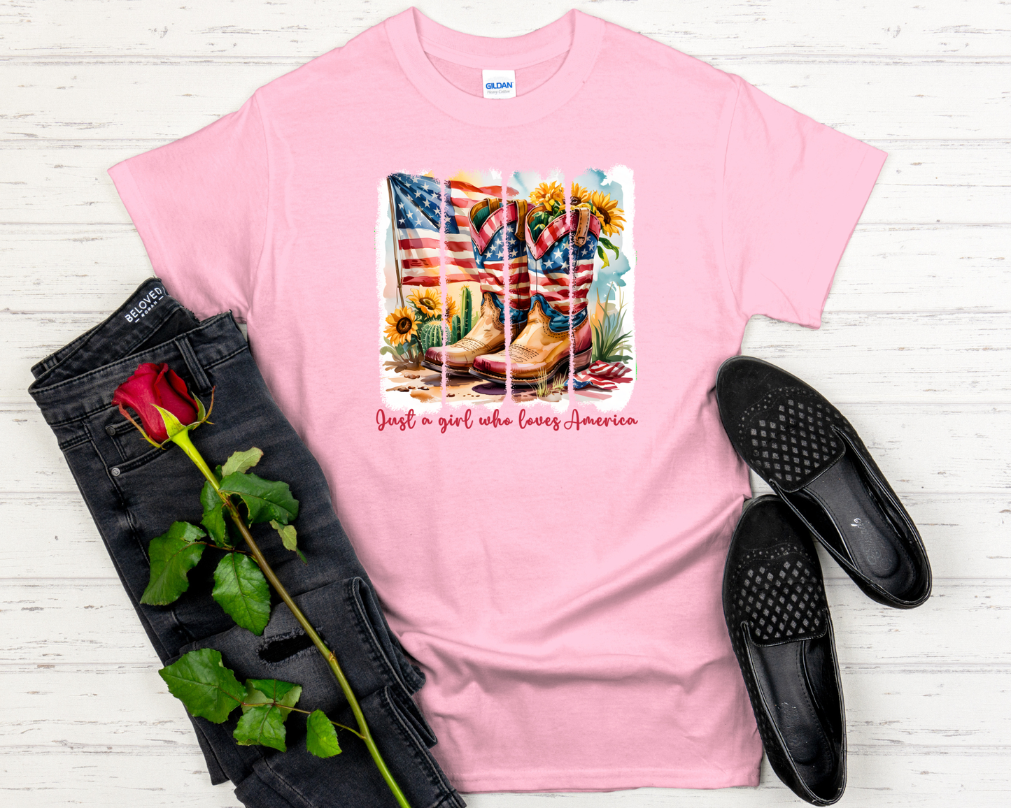 Just a Girl Who Loves America Signature Softstyle Short-Sleeve T-Shirt