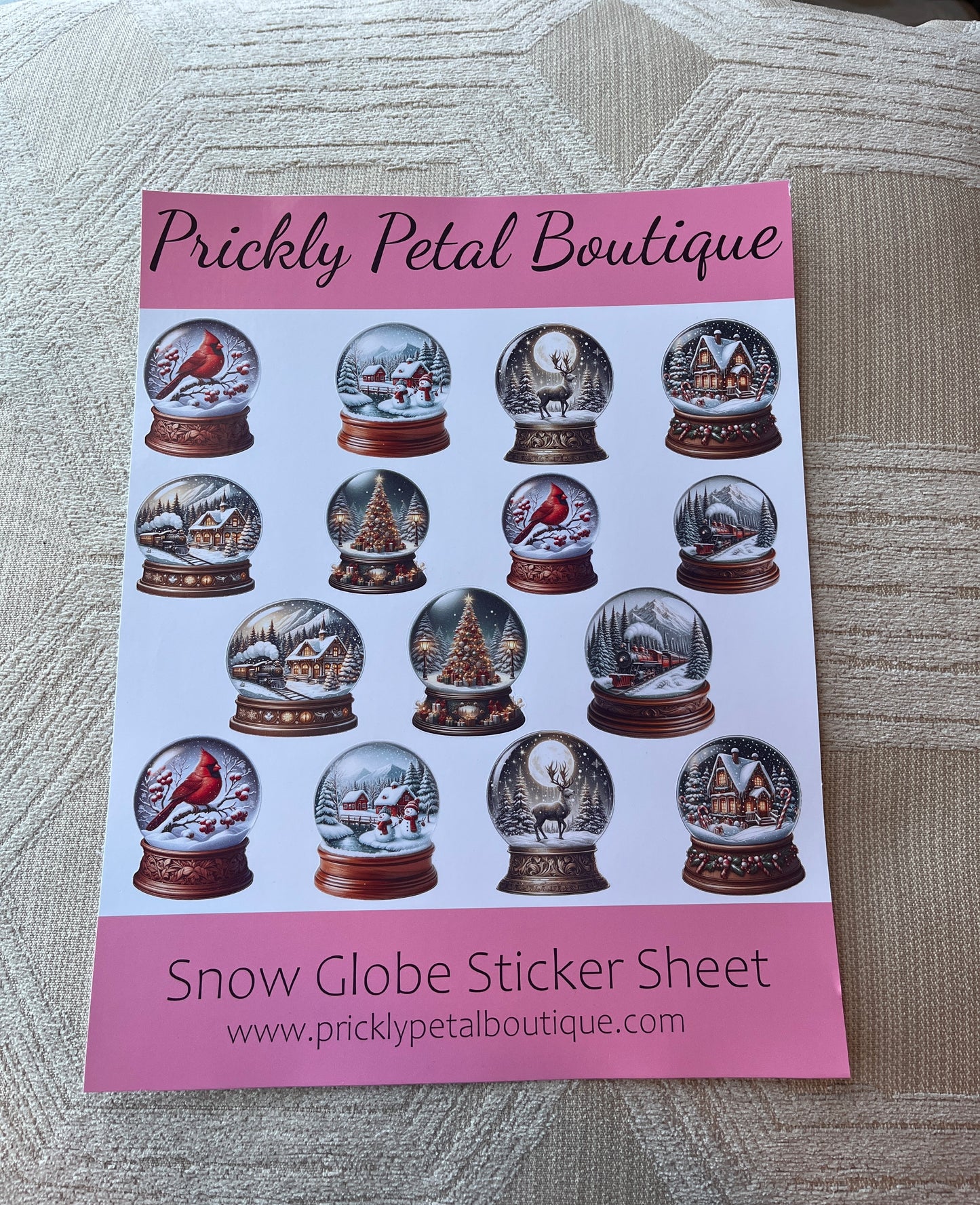 Christmas Snow Globe  Sticker Sheet 8"x10"