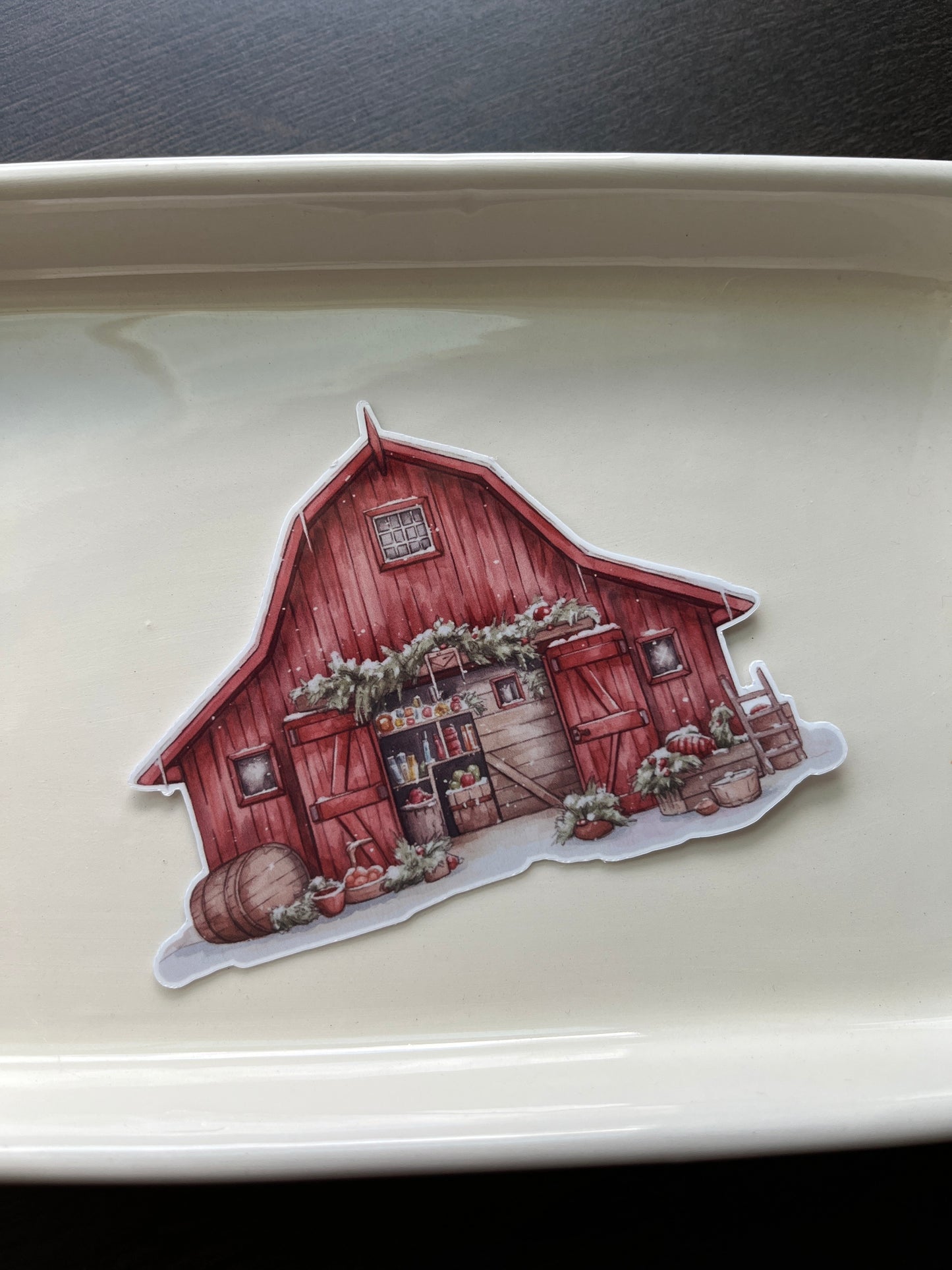 Christmas Barn Vinyl Sticker Set, 3"x4"