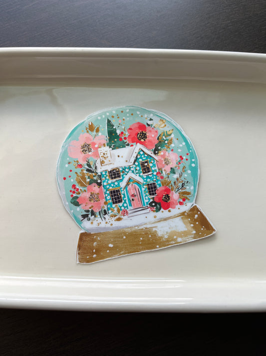 Preppy Snow Globe Vinyl Sticker, 3"x4"