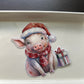 Christmas Pig Vinyl Sticker, 3"x4"