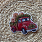 Vintage Christmas Truck Vinyl Sticker, 3"x4"