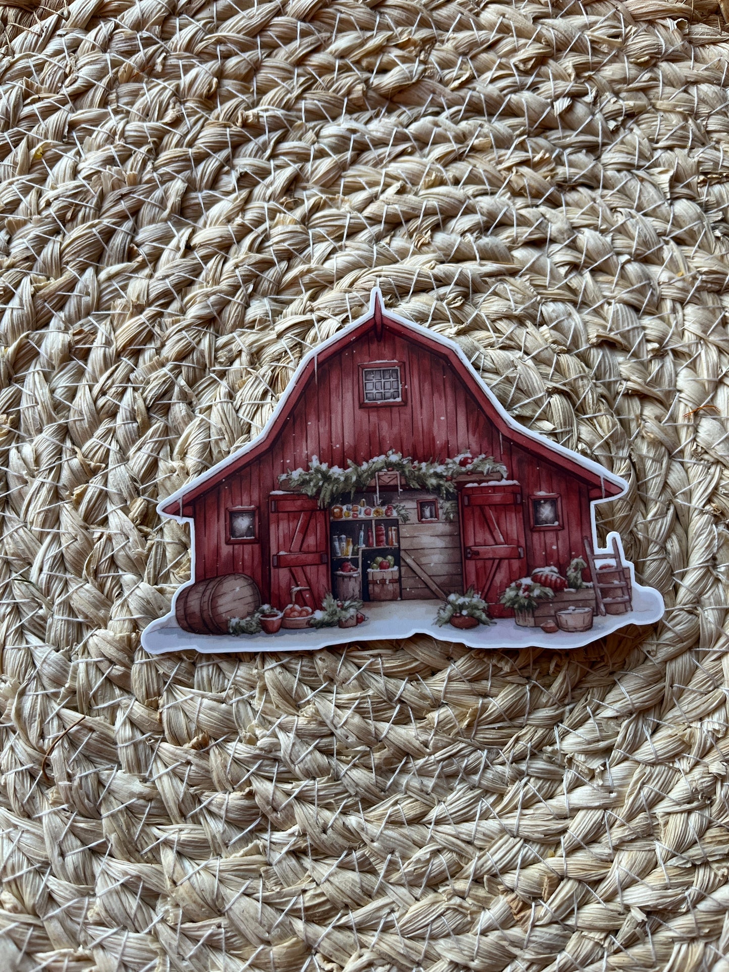 Christmas Barn Vinyl Sticker Set, 3"x4"