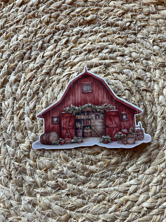 Christmas Barn Vinyl Sticker Set, 3"x4"