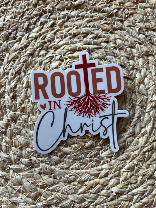 Rooted in Christ Vinyl Sticker, 3"x4"