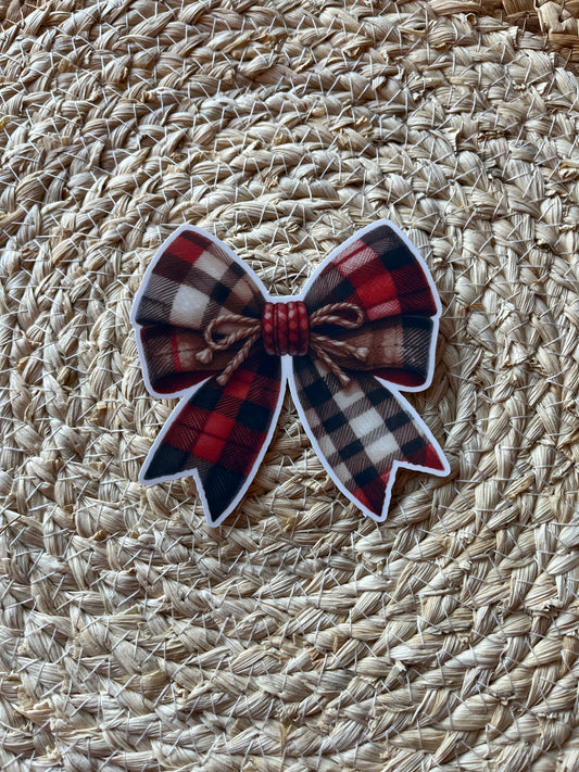 Farmhouse Christmas Bow Vinyl Sticker, 3"x4"